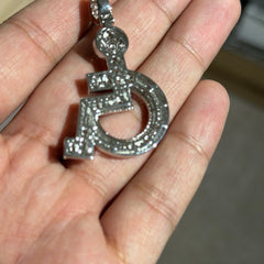 Wheelchair Symbol Pendant - Silver Tone