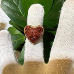Heart Love Iced Ladies Ring - Sterling Silver