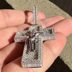 Moissanite Jesus Cross Crucifix Pendant