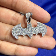 Moissanite Bat Shape Iced Pendant + Steel Rope Chain