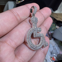Wheelchair Symbol Pendant - Silver Tone
