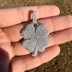 Shamrock 925 Sterling Silver CZ Pendant + Steel Rope Chain