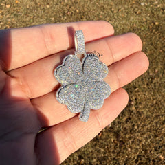 Shamrock 925 Sterling Silver CZ Pendant + Steel Rope Chain