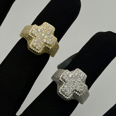 Moissanite Mosaic Set Cross Ring Size 9