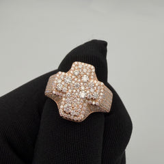 Moissanite Mosaic Set Rose Cross Ring Size 10
