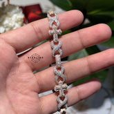 Moissanite Rose Cross Infinity Bracelet - 13mm 8"
