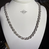Moissanite Silver Iced Rope Chain - 7mm 22"