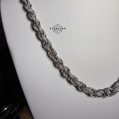 Moissanite Silver Iced Rope Chain - 7mm 22"