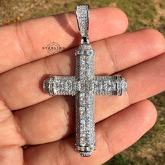 Cross Princess Cut Iced Out Pendant