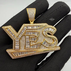 YES 14k Gold Plated Iced Pendant