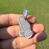 Prayer Hands Iced Out Moissanite Pendant