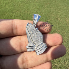 Prayer Hands Iced Out Moissanite Pendant