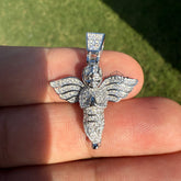 Moissanite 1.25" Angel Pendant + Steel Rope Chain