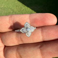 Moissanite Ladies Four Leaf Ring