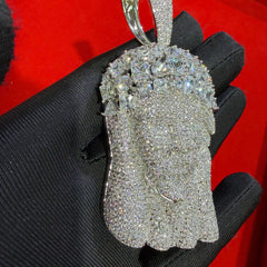 14k White Gold Plated MultiCut Large Jesus Pendant