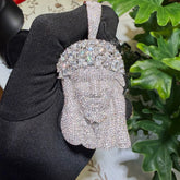 14k White Gold Plated MultiCut Large Jesus Pendant