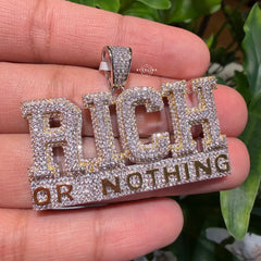 Rich or Nothing Iced Hip Hop Pendant