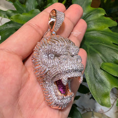 Gorilla 14k Rose Gold Finish Iced Out Pendant