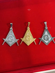 Large Steel Masonic Free Mason Pendant