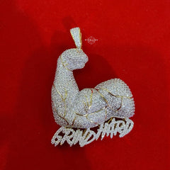 Grind Hard 14k Gold Plated Iced Pendant