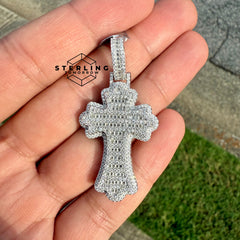 Moissanite Gothic Flared Cross 2" Pendant