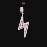 Moissanite Baguette Lightning Bolt Pendant, 925 Silver Iced Out Hip Hop Necklace, GRA Certified w 24" Chain