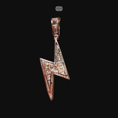 Moissanite Baguette Lightning Bolt Pendant, 925 Silver Iced Out Hip Hop Necklace, GRA Certified w 24" Chain
