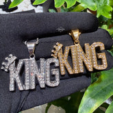 King Stainless Steel Iced Pendant