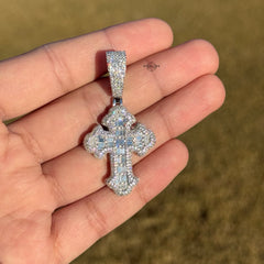 Moissanite Gothic Baguette Cross Pendant