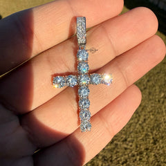 Moissanite 2" Tennis Cross Pendant