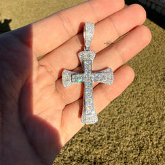 Moissanite MultiCut Cross Pendant + Rope Chain
