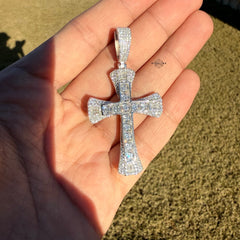 Moissanite MultiCut Cross Pendant + Rope Chain