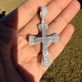 Moissanite MultiCut Cross Pendant + Rope Chain