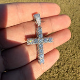 Moissanite Fully Iced Tennis Cross Pendant