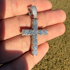 Moissanite Fully Iced Tennis Cross Pendant