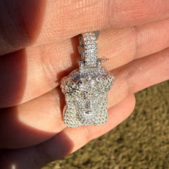 Moissanite Small Baguette Jesus Pendant