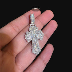 Moissanite Baguette Cross Pendant
