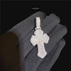 Moissanite Baguette Cross Pendant