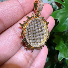 Crown of Thorns Gold Tone Iced Pendant
