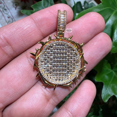 Crown of Thorns Gold Tone Iced Pendant