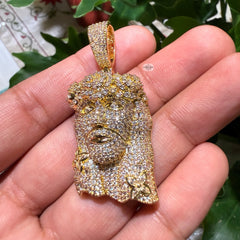 14K Gold Finish Jesus Flower Pendant + Steel Rope Chain
