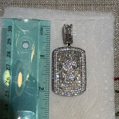 Iced Out Gold Tone Dollar Sign Dog Tag Pendant
