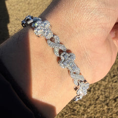 Cross Infinity 10mm 8" 925 Silver Iced CZ Bracelet