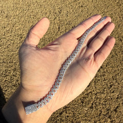 925 Sterling Silver Baguette Cuban Bracelet 8mm 8"