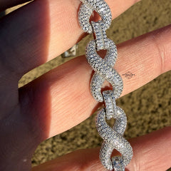 Infinity Iced CZ 11mm 8" 925 Sterling Silver Bracelet
