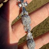 Moissanite Cross Skull Heart Bracelet 10mm 8.5"