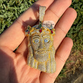Moissanite Gold Tone Iced Out Jesus Pendant