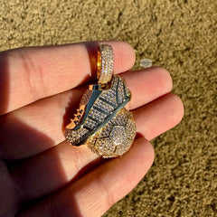 14K Gold Plated Soccer Futbol Iced Pendant