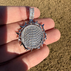Iced Crown of Thorns Pendant 14K White Gold Finish