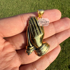 Gold Praying Hands Stainless Steel Pendant